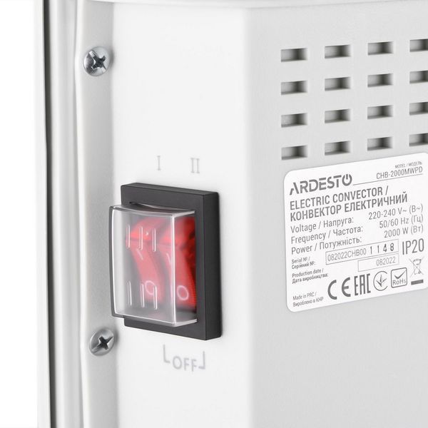 Конвектор електричний Ardesto CHB-2000MWPD 2000 Вт, 20 м2, відкритий нагрів.елемент, IP20, мех.управління 252746 фото