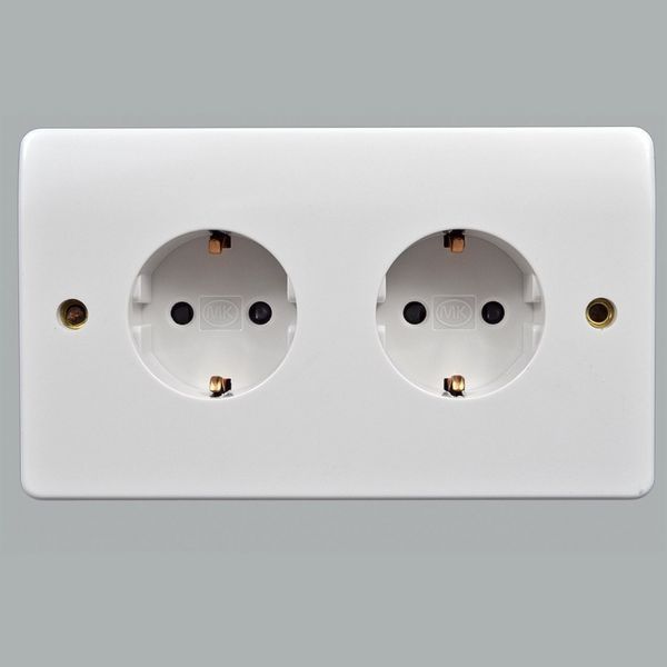 Розетка електрична, подвійна, 220В, 16А, MK K4152 WHI фото