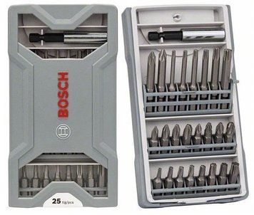 Біти Bosch Mini X-Line Extra Hard, набір 25шт, магнітний бітотримач, PH,PZ,T, кейс 2.607.017.037 фото
