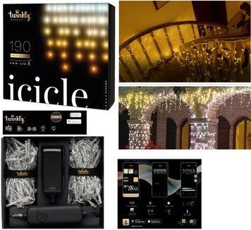 Гірлянда Smart LED Twinkly Icicle AWW 190 IP44 5м кабель прозорий TWI190GOP-TEU фото