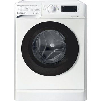 Пральна машина Indesit фронтальна, 6кг, 1000, A+++, 43см, дисплей, люк чорний, білий OMTWSE61051WKUA фото
