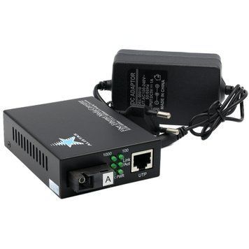 Медиаконвертер 10/100/1000BASE -T 1000BASE-LX 1SM WDM SC 20KM TX1310/RX1550nm X3G фото