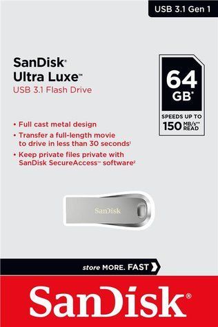 Накопичувач SanDisk 64GB USB 3.1 Type-A Ultra Luxe Срібний SDCZ74-064G-G46 фото