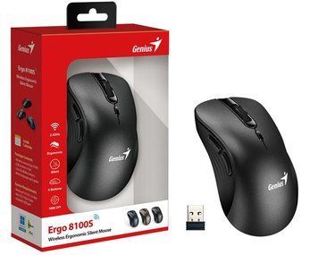 Мышь Genius Ergo 8100S, WL, Silent, черный 31030040400 фото