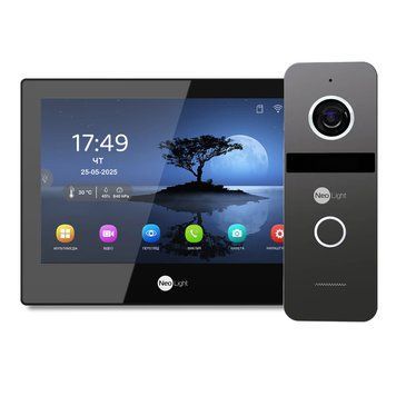 Комплект Neolight ALPHA Hybrid IP KIT B/Graphite: гібридний відеодомофон 8" з Wi-Fi, 2 Мп відеопанель та PoE адаптер для панелі виклику 301775 фото