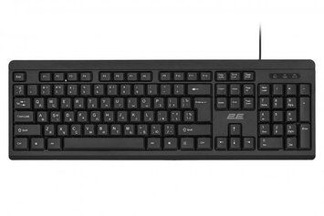 Клавіатура мембранна 2E KS108 104key, USB-A, EN/UK/RU, чорний 2E-KS108UB фото