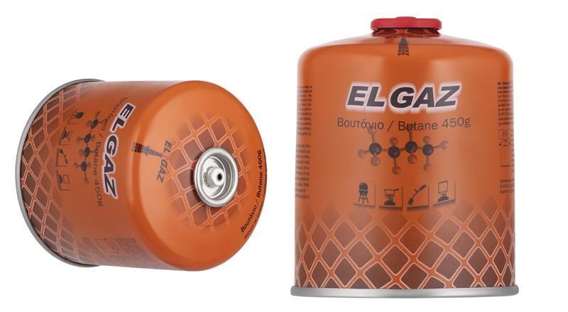 Балон-картридж газовий EL GAZ ELG-400, бутан 450г, для газових пальників, з двошаровим клапаном, одноразовий 104ELG-400 фото