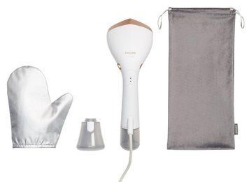 Отпариватель Philips компактный Series 7000, 1500Вт, 100 и 200мл, паровой удар -28гр, перчатка, чехол, нерж. сталь, белый STH7030/10 фото