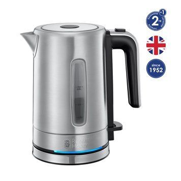 Електрочайник Russell Hobbs Compact Home 0.8л, метал, підсвічування, сріблясто-чорний 24190-70 фото