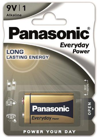 Батарейка Panasonic EVERYDAY POWER лужна 6LR61(6LF22, MN1604, MX1604, Крона) блістер, 1 шт. 6LR61REE/1B фото