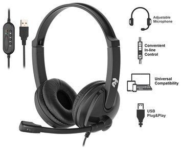 Гарнітура ПК стерео On-ear 2E CH12 USB, omni-mic, 2м, чорний 2E-CH12SU фото