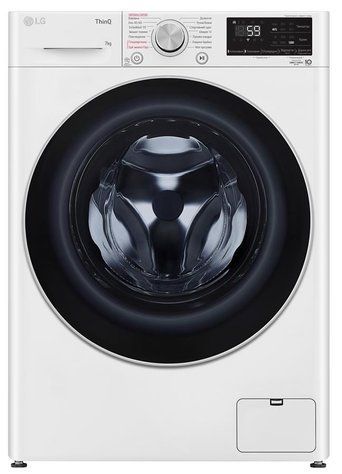 Стиральная машина LG фронтальная, 7кг, 1200, A+++, 48см, дисплей, пар, инвертор, белый F2V5HS1WW фото