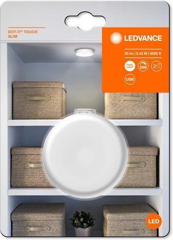 Светильник ночник с аккумулятором LEDVANCE DOT-IT TOUCH SLIM 0.45Вт 4000К 30Лм 500мА&bull;ч дымируется USB-A > microUSB белый 4058075399709 фото