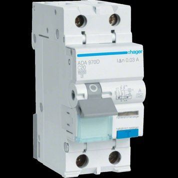 Hager ADA970D Дифавтомат 1P+N, 6kA, C-20A, 30mA, A 99-00016340 фото
