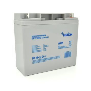 Аккумуляторная батарея MERLION AGM GP12180L5 12 V 18 Ah ( 180 x 78 x 165 (168)), 4.65 kg, Grey, Q4 / 192 GP12180L5 фото