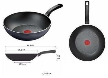 Сковорода ВОК Tefal So' Light, 28см, алюміній, бакеліт, чорний H0561942 фото