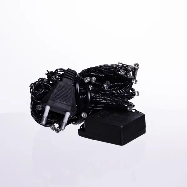 Новогодняя комнатная гирлянда нить 6 м 50 LED черный провод Белый W50LED6MBW W50LED6MBW фото