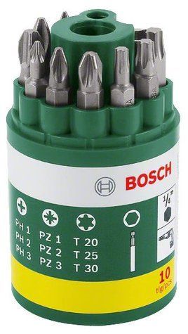 Биты Bosch, набор 9шт, битодержатель, PH,PZ,T, 25мм, кейс 2.607.019.452 фото