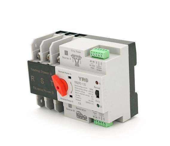 Автомат введення резерву (АВР) триполюсний YRQ2PC-125, 400V/125A на DIN-рейку для генераторів YRQ2PC-125-3P фото