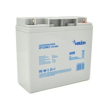 Аккумуляторная батарея MERLION AGM GP12200L5 12 V 20 Ah ( 181 x 76 x 166 (168) ), 5,4 kg, Grey, Q4 / 192 GP12200L5 фото