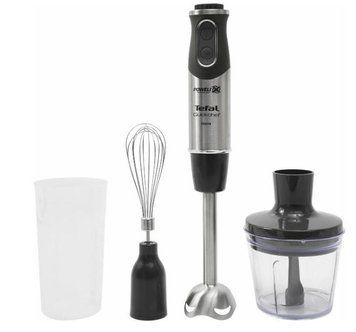 Блендер Tefal заглибний Quickchef 1000Вт, 3в1, чаша-800мл, чопер-500мл, турборежим, сріблясто-чорний HB656838 фото