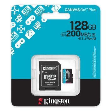 Карта памяти Kingston microSD 128GB C10 UHS-I U3 A2 V30 R200MB/s + SD SDCG4/128GB фото
