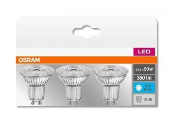 Набор светодиодных ламп 3шт OSRAM LED GU10 4.3Вт 4000К 350Лм PAR16 4058075818415 фото
