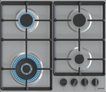 Варочная поверхность Gorenje газовая, 60см, чугун, комфорка Wok, нерж GW641EBX фото