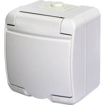 ETI 4668015 Hermetics Розетка 1-на с с/к Schuko RHE-1s (белая/белая крышка, IP54) 99-00017451 фото