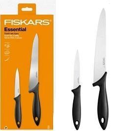Набір ножів для шеф-кухаря Fiskars Essential, 2 шт, нержавіюча сталь, пластик, чорний 1065582 фото