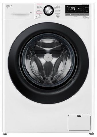 Стиральная машина LG фронтальная, 7кг, 1200, A+++, 48см, дисплей, пар, инвертор, белый F2V3HS6WW фото