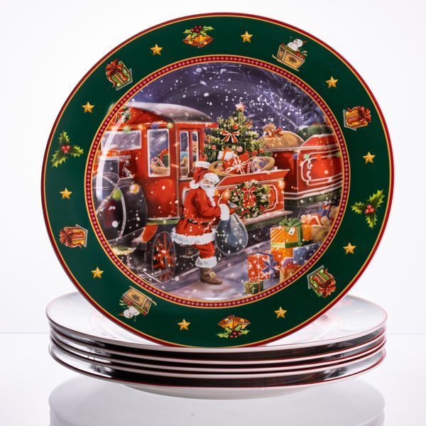 Набор новогодних тарелок из фарфора Santa 6 (шт) &Oslash;26.5 см HP-SDHK-6 HP-SDHK-6 фото
