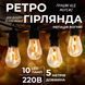 Ретро гірлянда вулична 10 LED лампочок 5 метрів А60 S141 фото 1