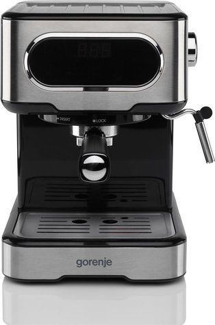 Кавоварка Gorenje ріжкова 1.5л, мелена, ручний капучинатор, нерж ESCM15DBK фото