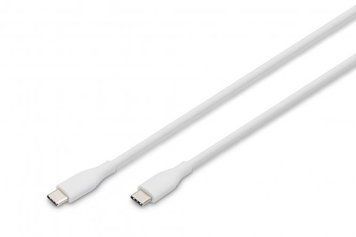 Кабель DIGITUS USB-C > USB-C зарядки/синхронизации, USB 2.0, 60W, силиконовый, 1м, белый AK-300341-010-W фото