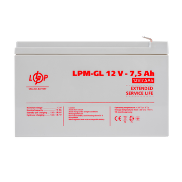 Аккумулятор гелевый LPM-GL 12V - 7.5 Ah LP6562 фото