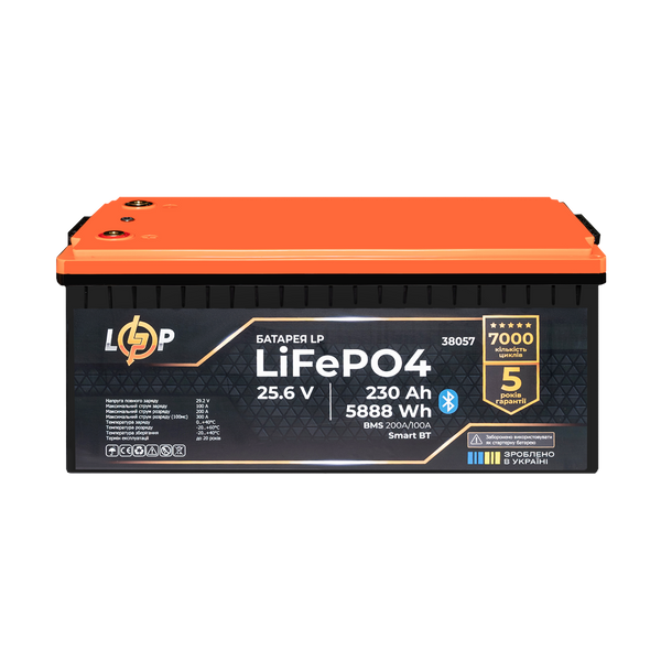 Акумулятор LP LiFePO4 25,6V - 230 Ah (5888Wh) (BMS 200A/100А) пластик Smart BT (38057) LP38057 фото