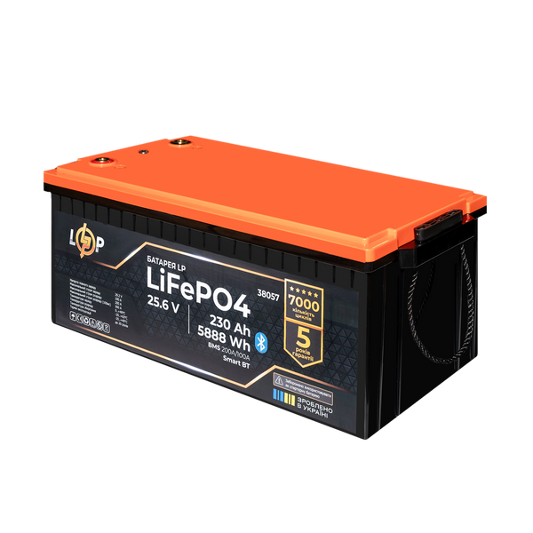 Акумулятор LP LiFePO4 25,6V - 230 Ah (5888Wh) (BMS 200A/100А) пластик Smart BT (38057) LP38057 фото