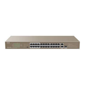 Комутатор TENDA TEF1126P-24-250W 24xFE PoE, 2xGE, 1xSFP/GE, Некерований TEF1126P-24-250W фото