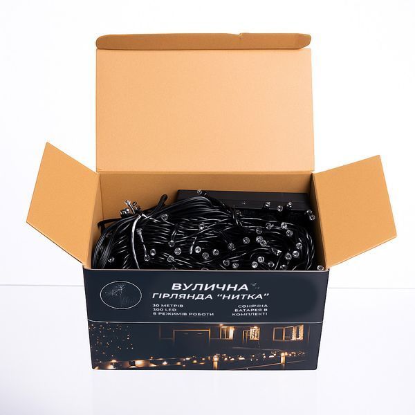 Новогодняя гирлянда уличная 30 м 300 LED с солнечной батареей черный провод Синий SB300L30MBBL SB300L30MBBL фото