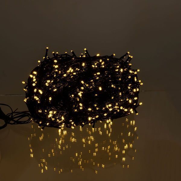 Новогодняя гирлянда уличная 100 м 1000 LED с солнечной батареей 8 режимов работы черный провод Желтый свет SB1000L100MBY SB1000L100MBY фото