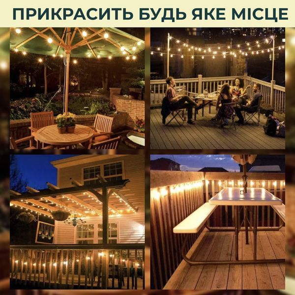 Ретро гірлянда вулична 10 LED лампочок 5 метрів жовта A60Y A60Y фото