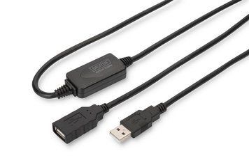 Удлинитель DIGITUS USB 2.0 Active Cable, A/M-A/F, 15м, черный DA-73101 фото