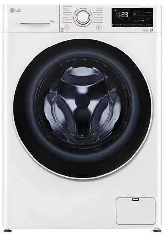 Стиральная машина LG фронтальная, 9кг, 1400, A+++, 57см, дисплей, пар, инвертор, белый F4V3VS0WW фото
