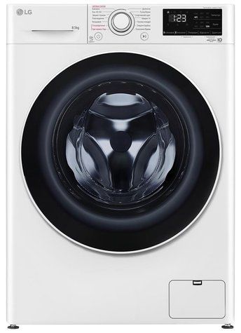 Стиральная машина LG фронтальная, 8.5кг, 1200, A+++, 48см, дисплей, пар, инвертор, белый F2V3GS0WW фото