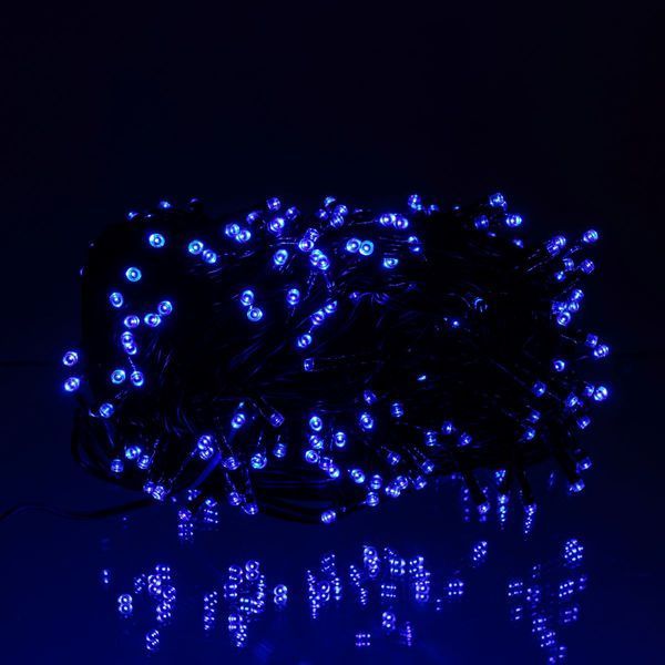 Новогодняя гирлянда уличная 100 м 1000 LED с солнечной батареей 8 режимов работы черный провод Синий SB1000L100MBBL SB1000L100MBBL фото