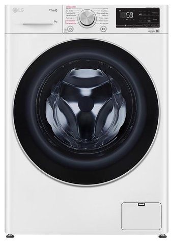 Стиральная машина LG фронтальная, 9кг, 1400, A+++, 57см, дисплей, пар, инвертор, белый F4V5VS1WW фото