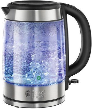 Електрочайник Russell Hobbs Glass, 1.7л, скло, підсвічування, сріблясто-чорний 21600-57 фото